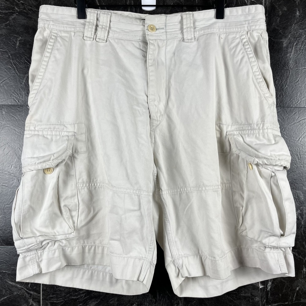 Polo Ralph Lauren Men's Beige Vtg Baggy Cargo Shorts 36 -Flaws
